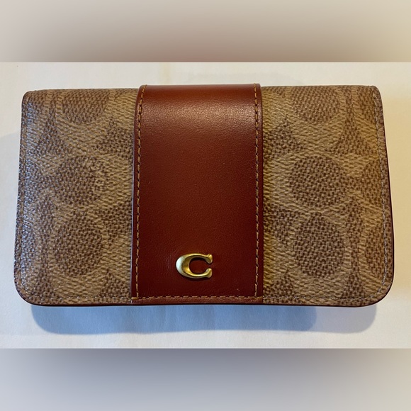 Coach Accessories Coach Slim Card Case In Signature Canvas Brasstanrust Poshmark